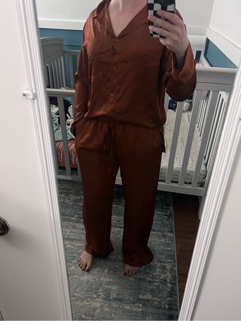 stars above Satin Wide-Leg Pants in Rust Brown